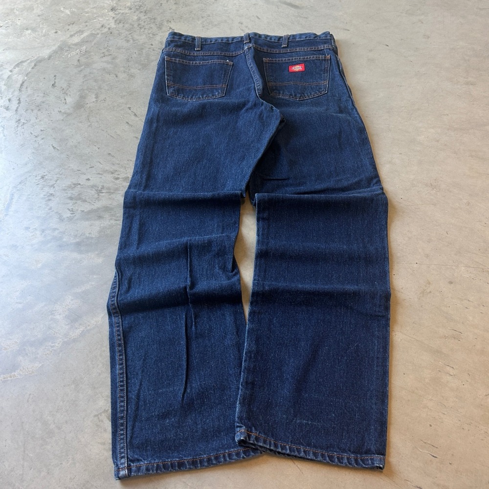 Dickies Mens Relaxed Fit Straight Leg Jeans Dark Wash Indigo Blue 36x32